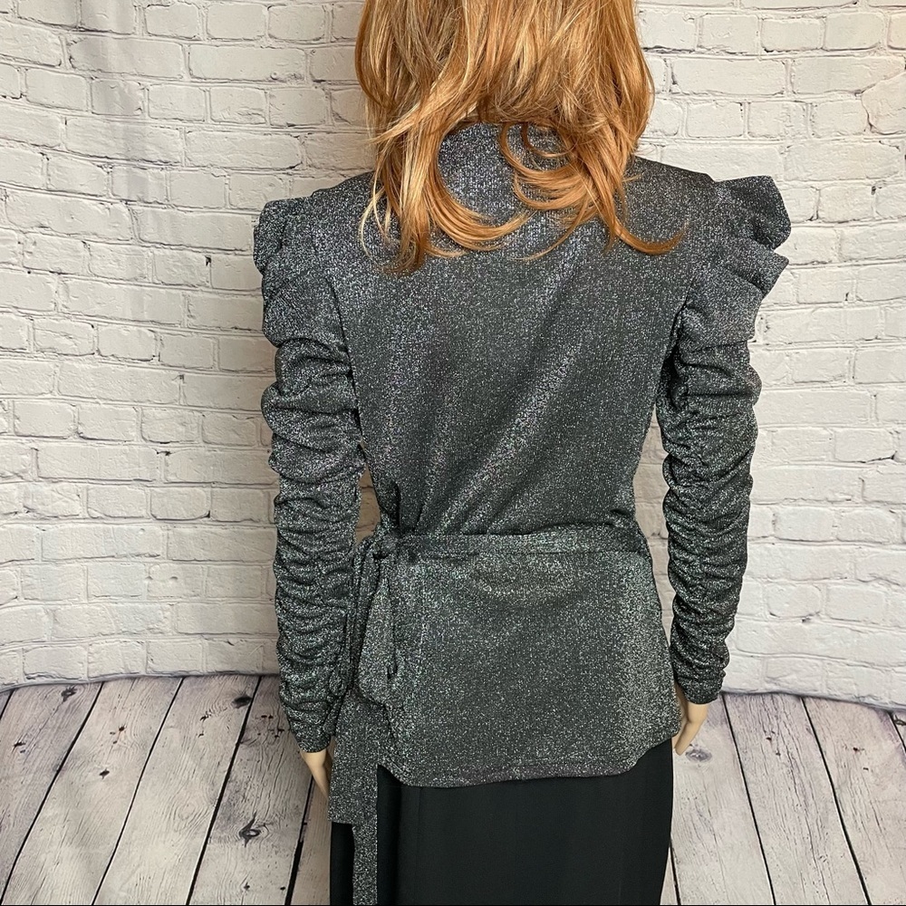 NWT New $148 Walter Baker Marwin Top Size L Black Silver - Picture 13 of 14